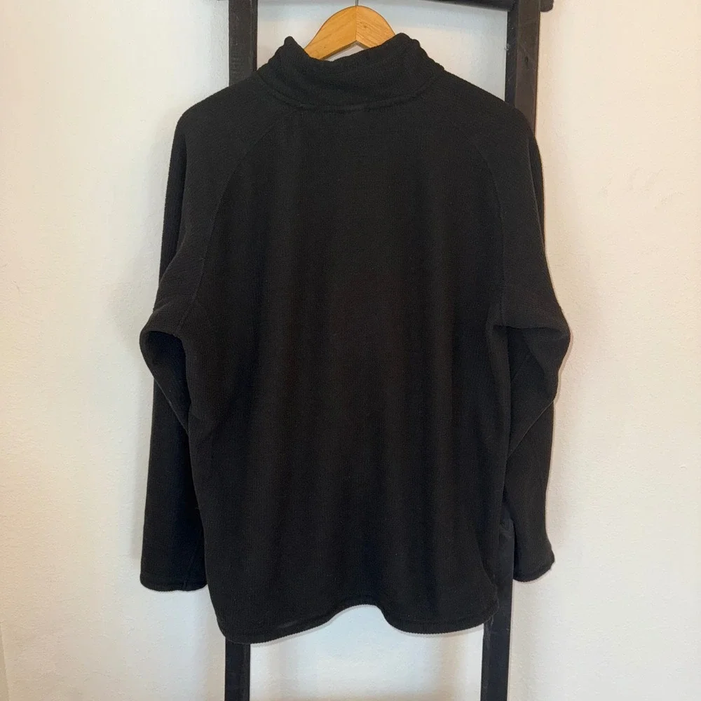 The North Face Mens Black Ribbed Quarter Zip Fleece Pullover XL Mock Neck‎ Logo